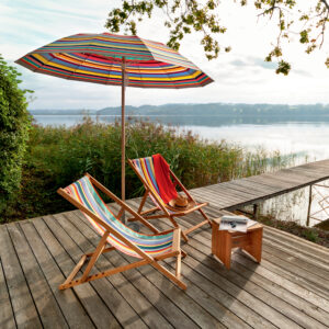 Weishäupl Trassenmöbel Outdoormöbel Cabin_Liegestuhl_Basic_Multicolor_Beistelltisch_40x40_Pagodenschirm_Multicolo